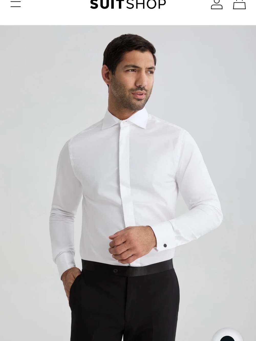 Classic Men's White Dress Shirt with Hidden Placket